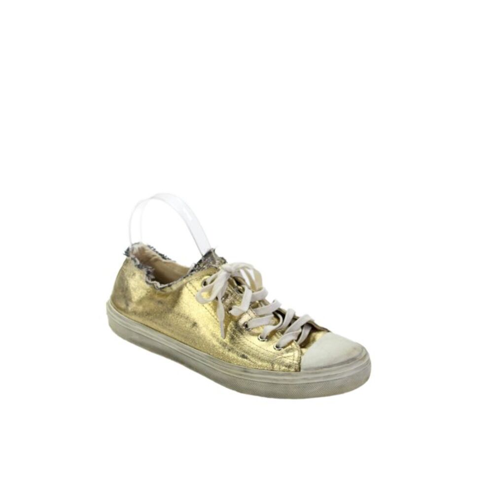 Saint Laurent Womens Metallic Low Top Sneakers Gold Size 40 10